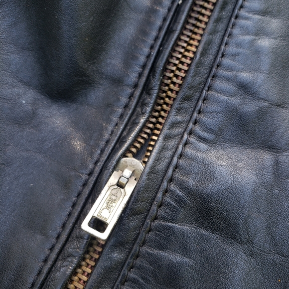 50s Vintage Moto Biker Leather Jacket Medium Black - Picture 9 of 11